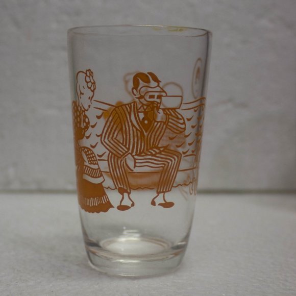 Set of 4 Vintage Swanky Swigs Bustlin Betsy Juice Glasses Atlas Glass Kraft - Picture 5 of 10